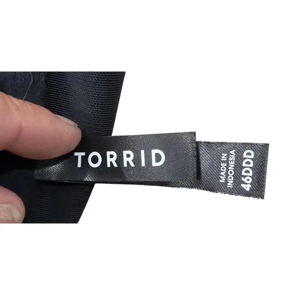 Torrid Perfect T Front Close Bra 46DDD Black Lightly Lined Ultimate Smoothing